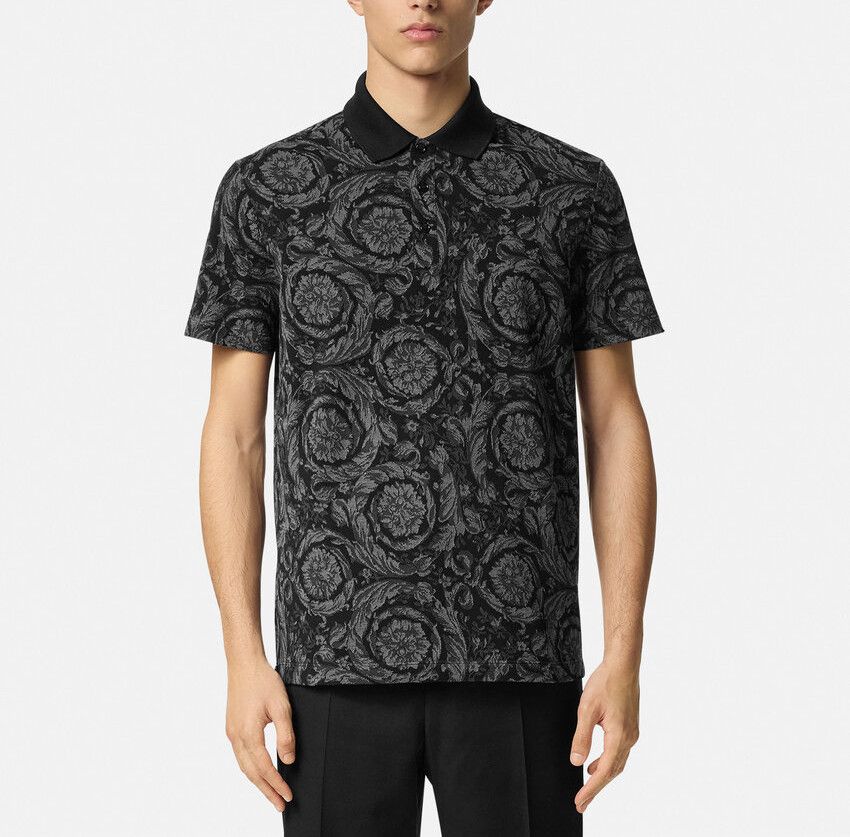 Designer × The Unbranded Brand Black Barocco Polo Shirt Size US L / EU 52-54 / 3 - 5 Thumbnail