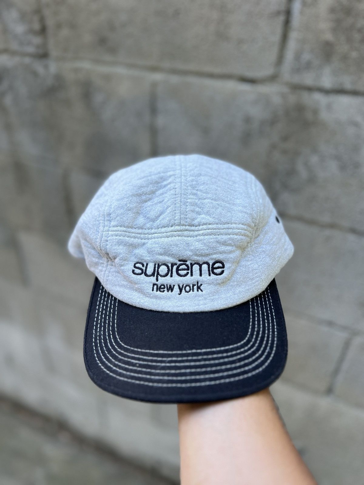 Supreme Classic Logo 2 Tone 5 Panel Burgundy Hat Cap New York