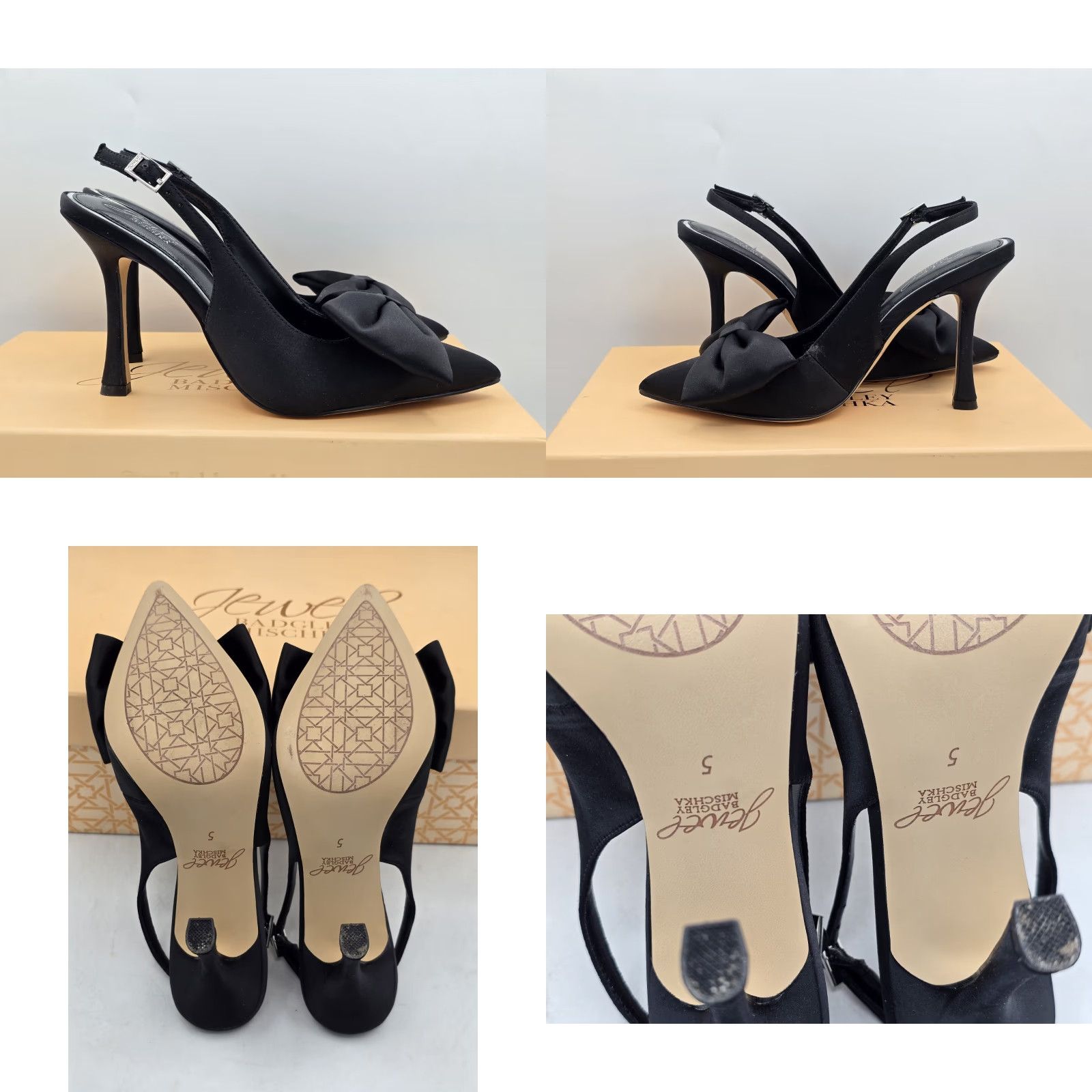 Badgley Mischka NIB Jewel Badgley Mischka Kourtnay Stiletto Slingback Heel Black Size 5 Size US 5 / IT 35 - 8 Thumbnail
