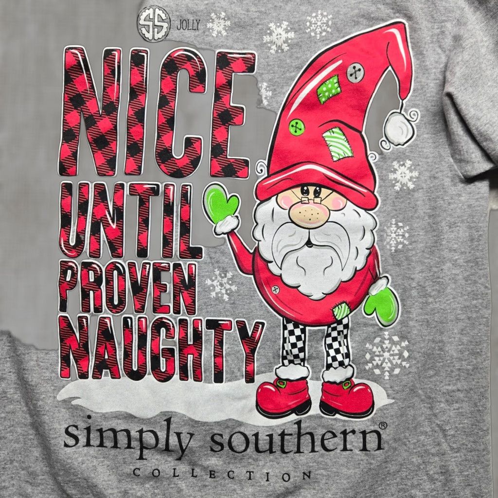 Vintage Simply Southern T Shirt Gray Gnome Nice Until Proven Naughty Women's S Small Size S / US 4 / IT 40 - 1 Thumbnail