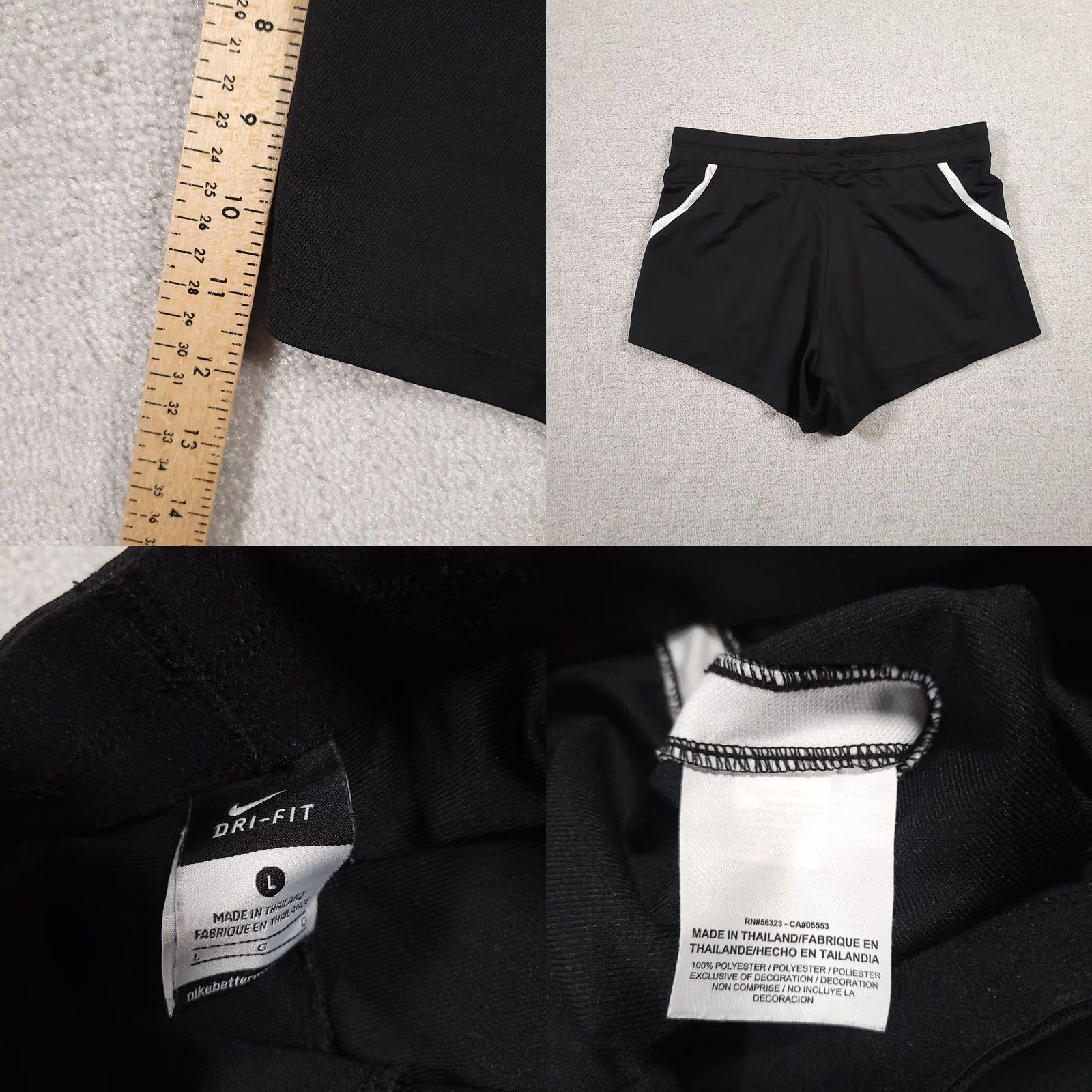 Nike Nike Womens L Dri-Fit Running Shorts Black Logo Drawstring Ladies Size 36" / US 14 / IT 50 - 8 Thumbnail