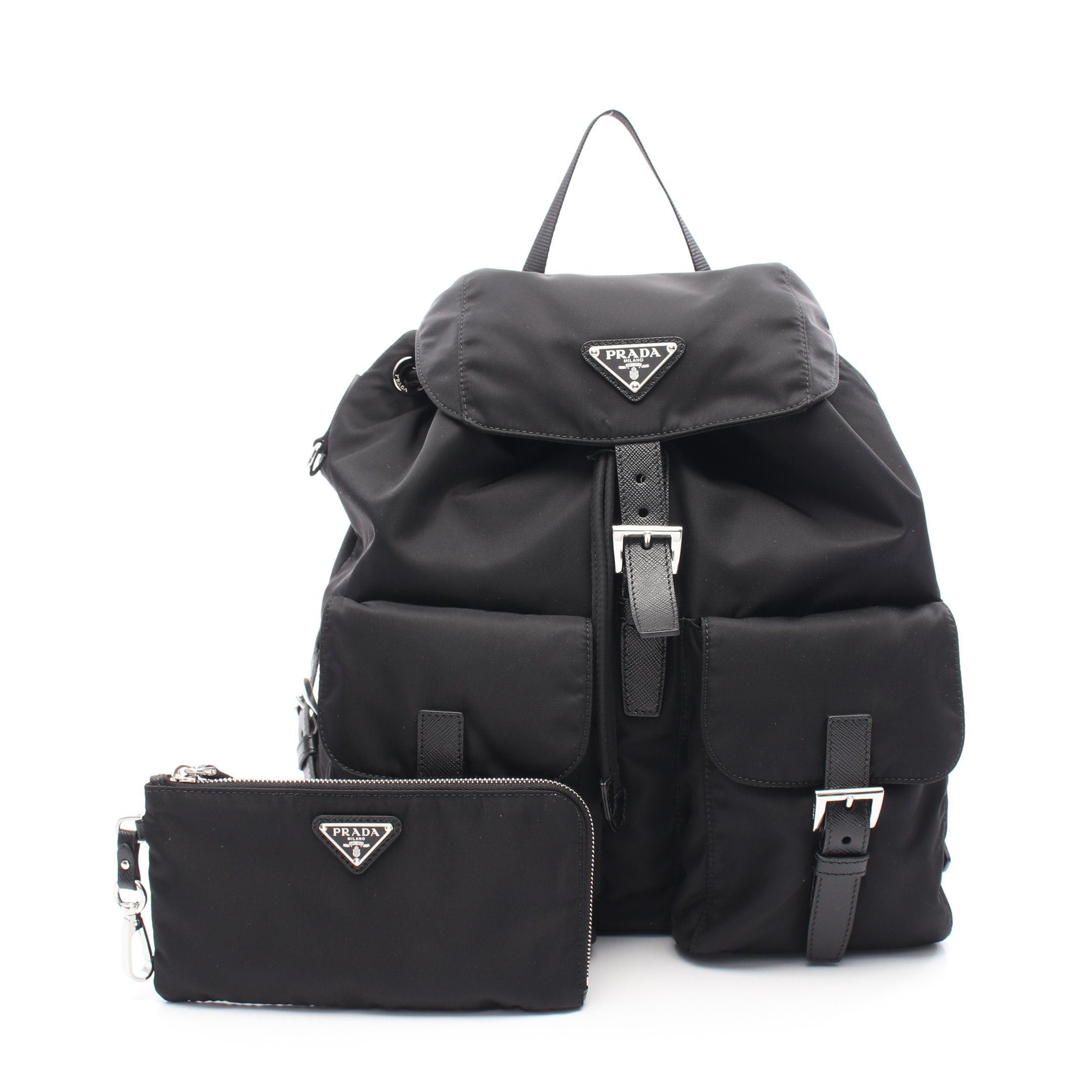Prada Prada Vela Backpack Rucksack Nylon Saffiano Leather Black Size ONE SIZE - 1 Thumbnail