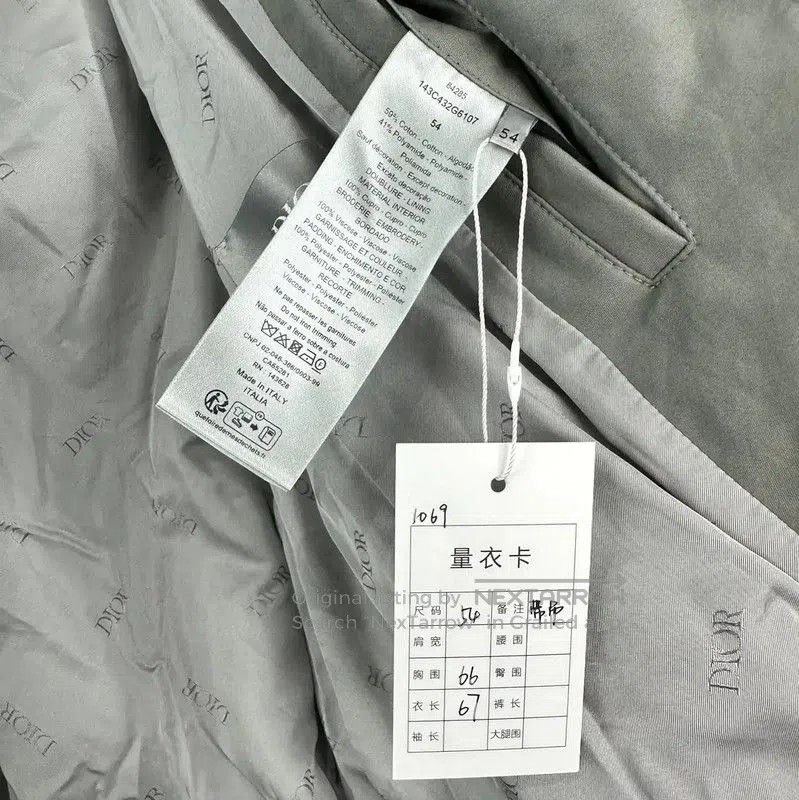 Dior Dior Gray Cotton Men's Outerwear Jacket . Size US XL / EU 56 / 4 - 5 Thumbnail
