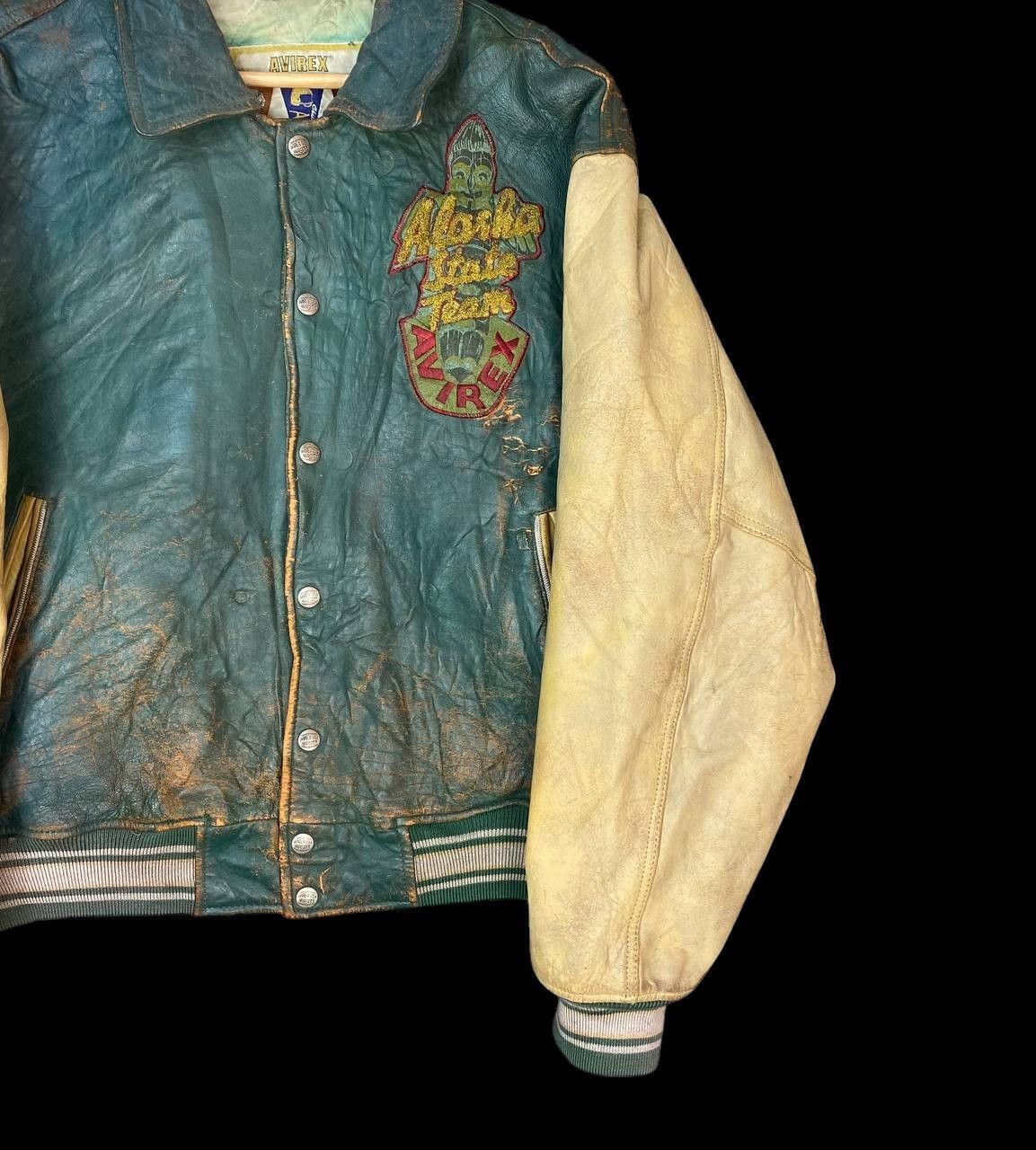 Avirex RARE AVIREX VARSITY TRASHED LEATHER ALASKIAN WIND BEAR Size US M / EU 48-50 / 2 - 16 Thumbnail