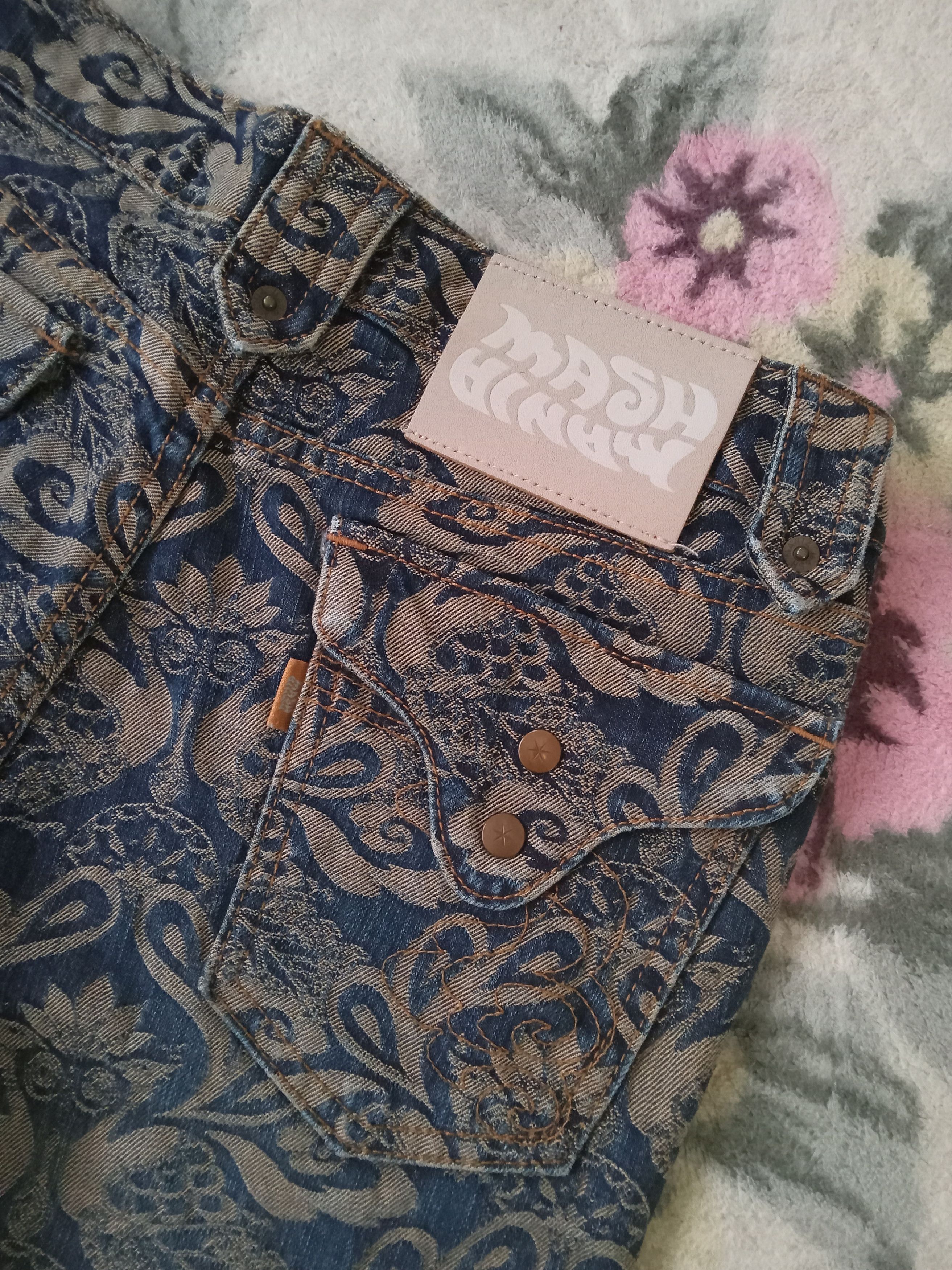 Japanese Brand Mash Mania Rare Peacock Design Flare Jeans Size 28" / US 6 / IT 42 - 7 Thumbnail