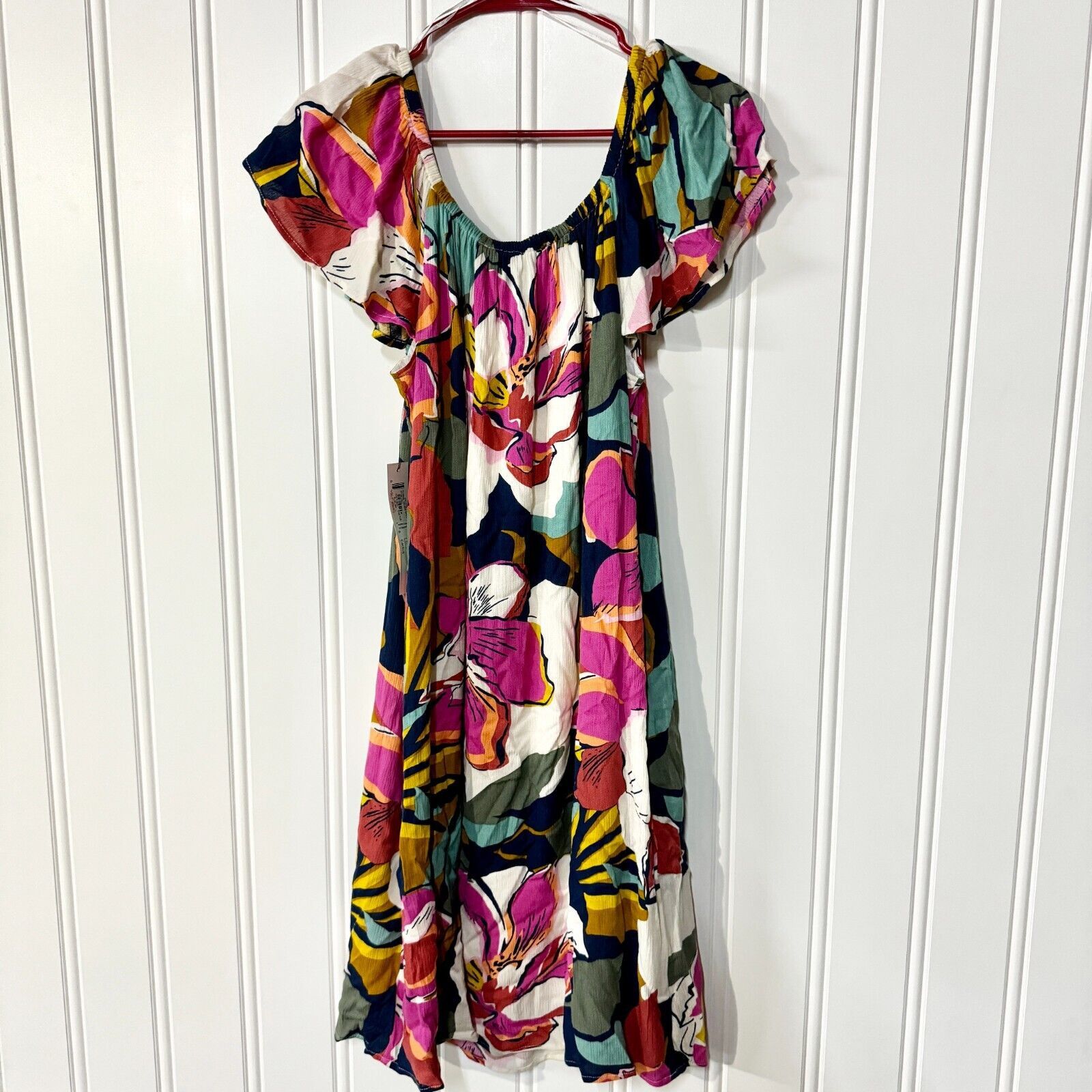 Other Tribal Femme M Floral Off Shoulder Tropical Flowy Midi Dress Size M / US 6-8 / IT 42-44 - 6 Thumbnail