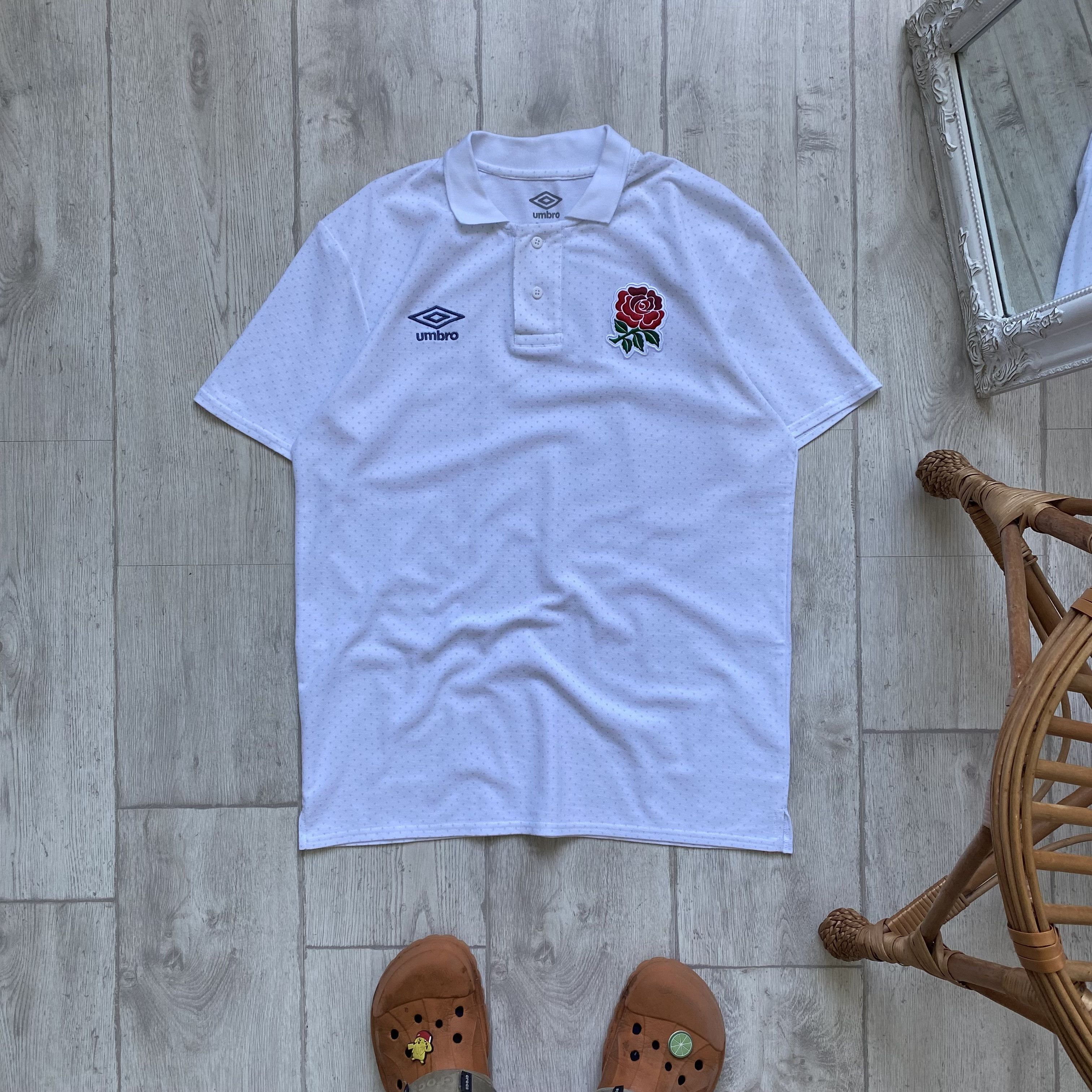 Umbro 🏉 UMBRO England Rugby Jersey Polo tee Blockore Drill Size US M / EU 48-50 / 2 - 1 Thumbnail