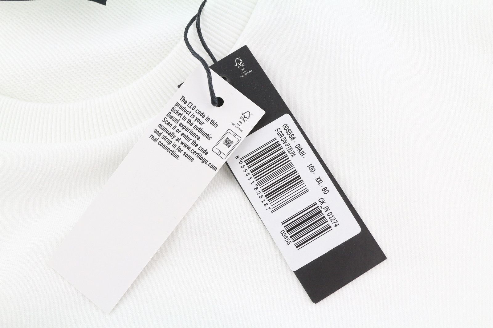 Diesel S-GIR-DIV-P 2XL White Logo Sweatshirt 41022 Size US XXL / EU 58 / 5 - 6 Thumbnail