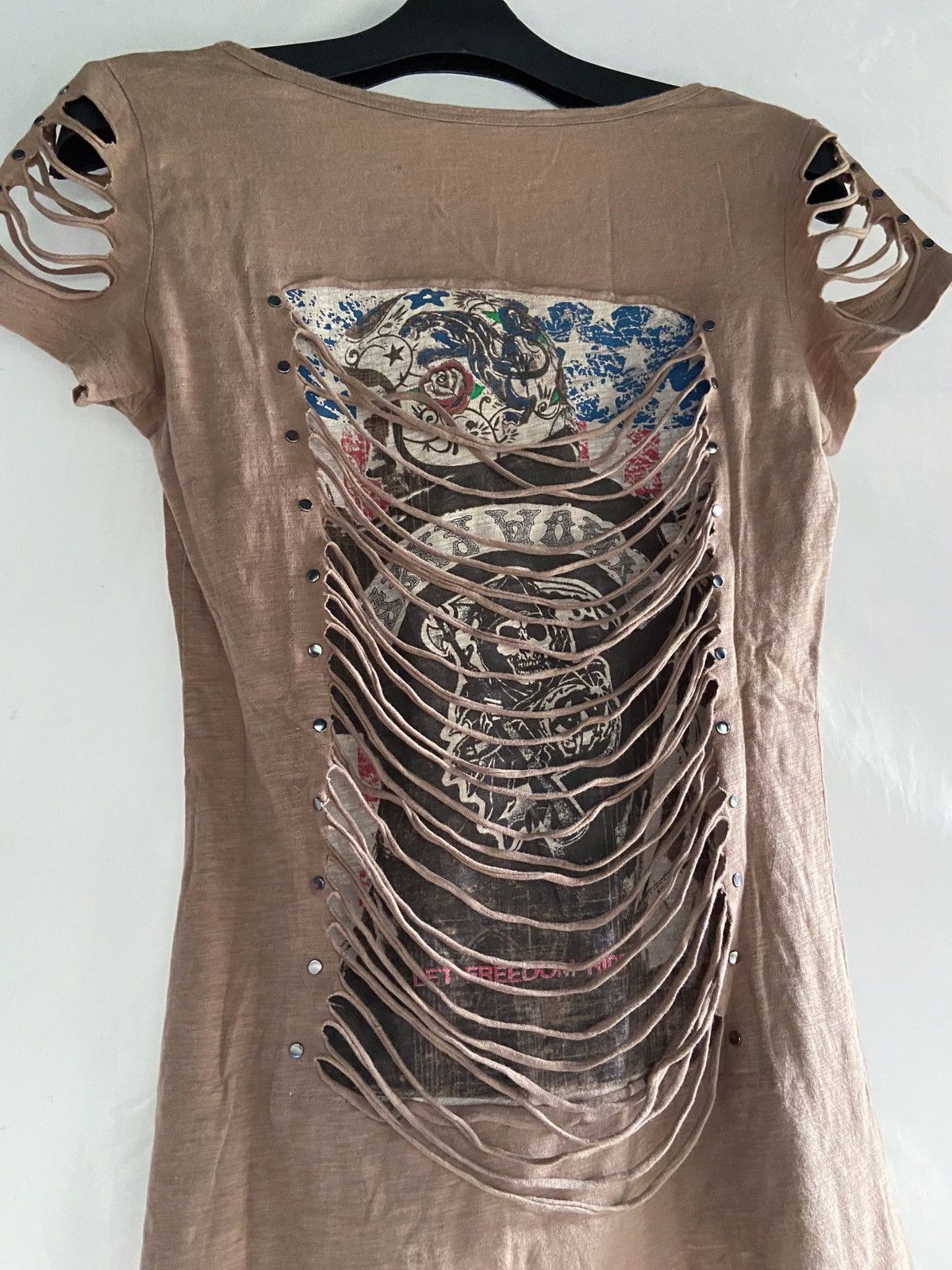 SEXY PUNK WOMAN DEVIL SKULL LET FREEDOM RIDE TEE