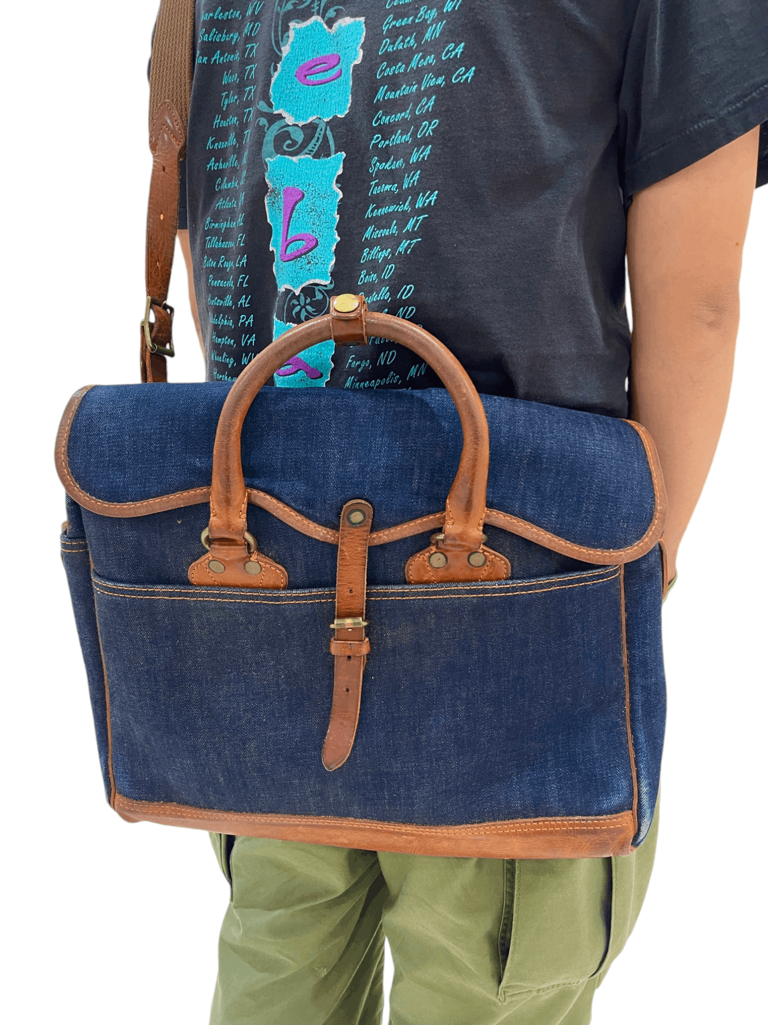 RRL Ralph Lauren DOUBLE RL RALPH LAUREN CANVAS DENIM BRIEFCASE Size ONE SIZE - 1 Thumbnail