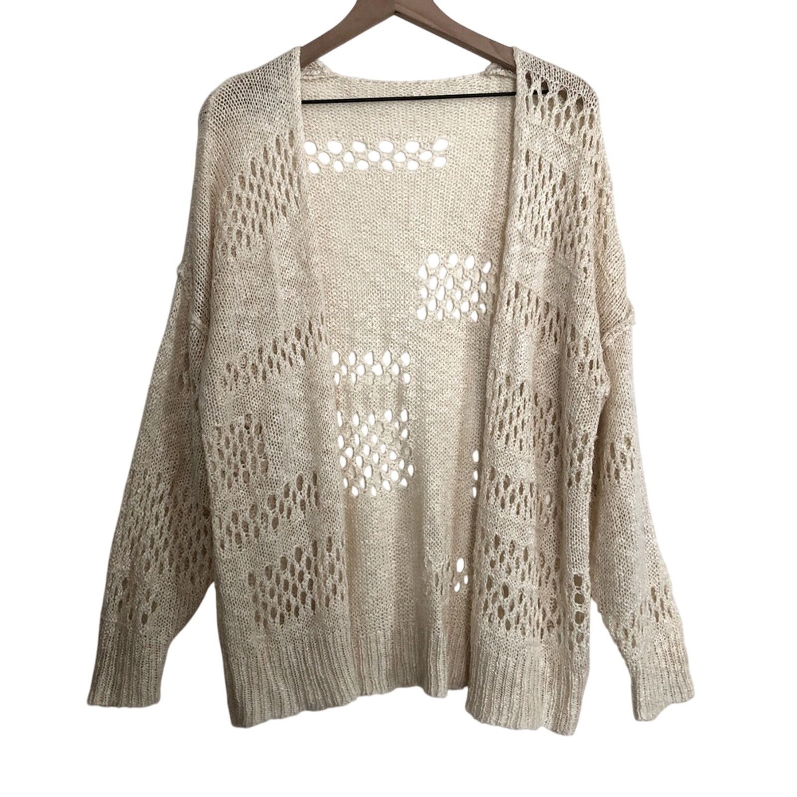 Other Cozy Knit Cream Color Open Front Cardigan Sweater Size M / US 6-8 / IT 42-44 - 1 Thumbnail