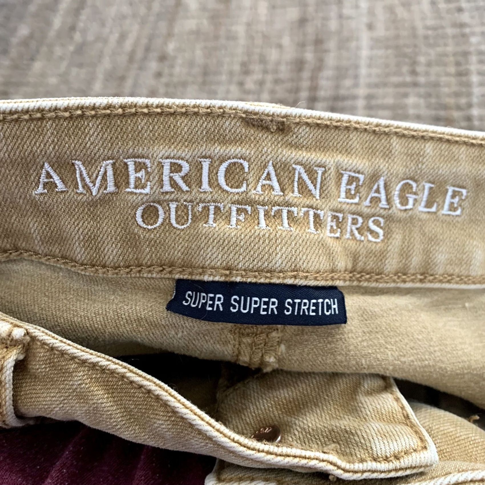 American Eagle Outfitters American Eagle Hi Rise Shortie Womens 6 Gold Denim Cut Offs Super Stretch Size 28" / US 6 / IT 42 - 2 Thumbnail