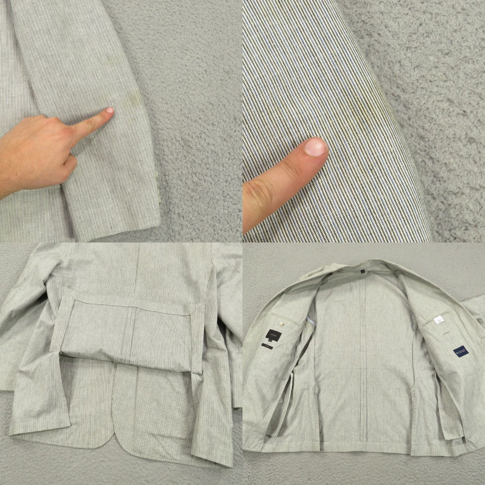J.Crew J Crew Blazer 42R Ludlow Linen Cotton Grey Blue Sport Coat Jacket Mens Size 42R - 8 Thumbnail