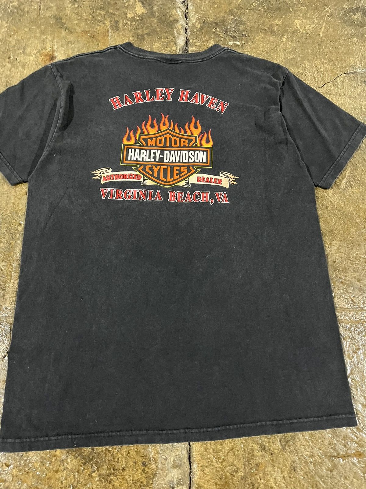 Harley Davidson × Vintage CRAZY VINATGE Y2K HARLEY DAVDISON FLAME LOGO POCKET TEE Size US L / EU 52-54 / 3 - 8 Thumbnail
