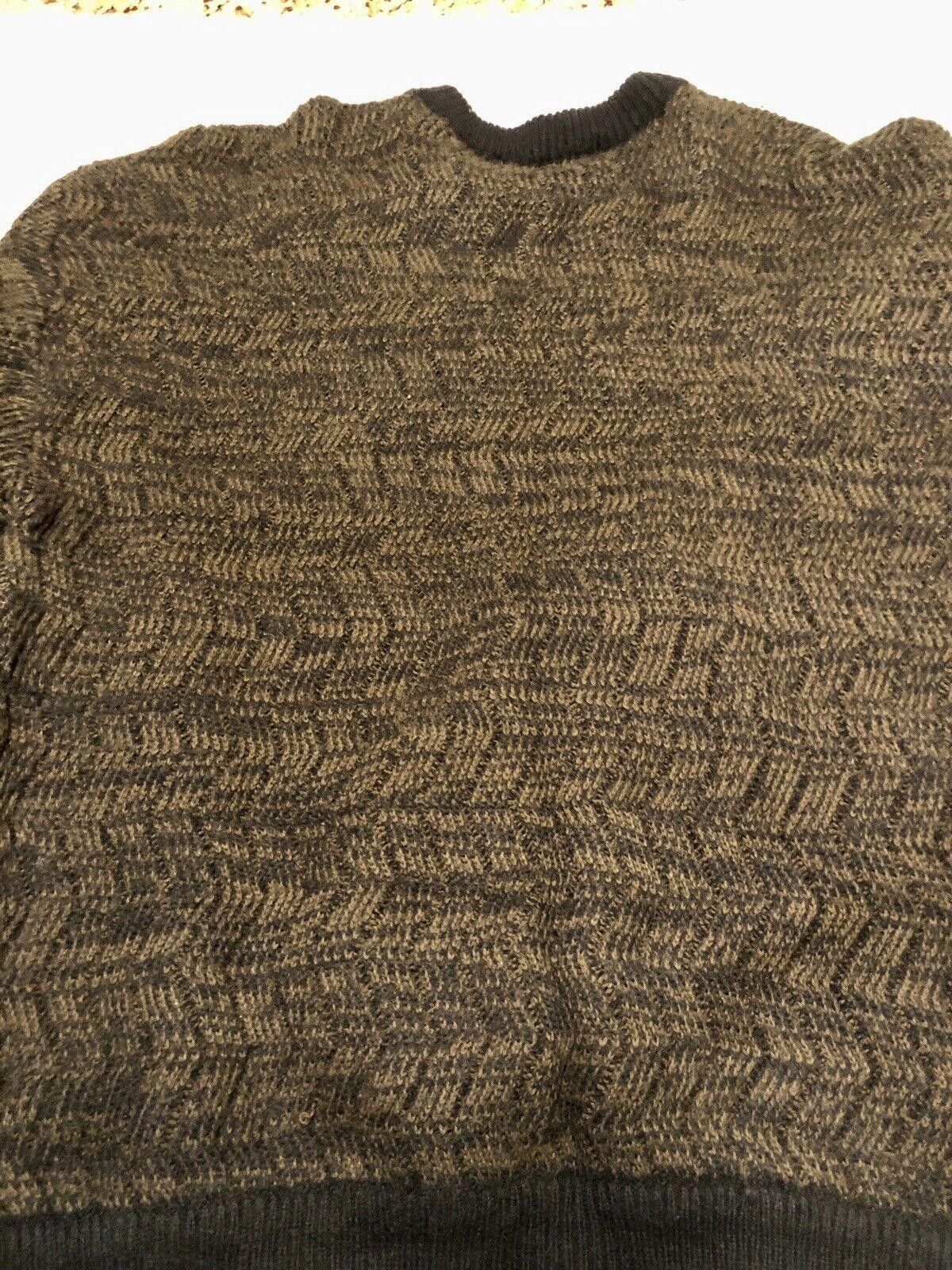 Designer VTG 80'S SAXONY Mens Brown With Black Leather Sweater Size US M / EU 48-50 / 2 - 6 Thumbnail