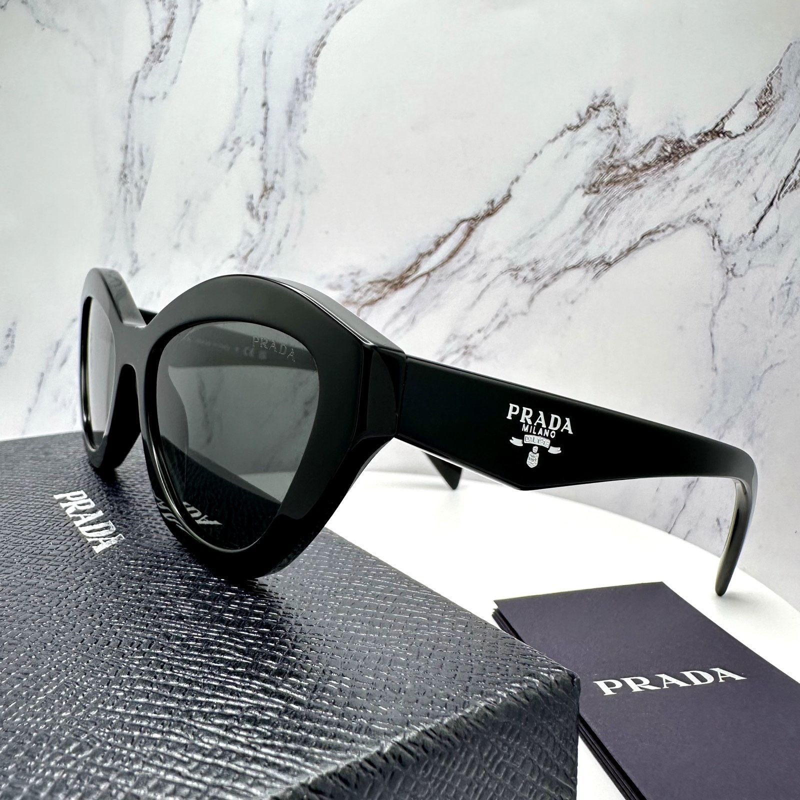 Prada New PRADA Sunglasses Black Butterfly Cat Eye Symbole Logo Size ONE SIZE - 12 Thumbnail