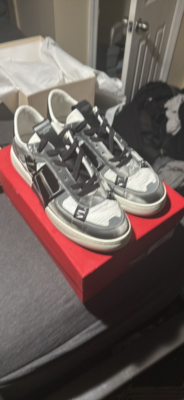 Valentino VL7N low top silver, black, and white Size US 13 / EU 46 - 8 Thumbnail
