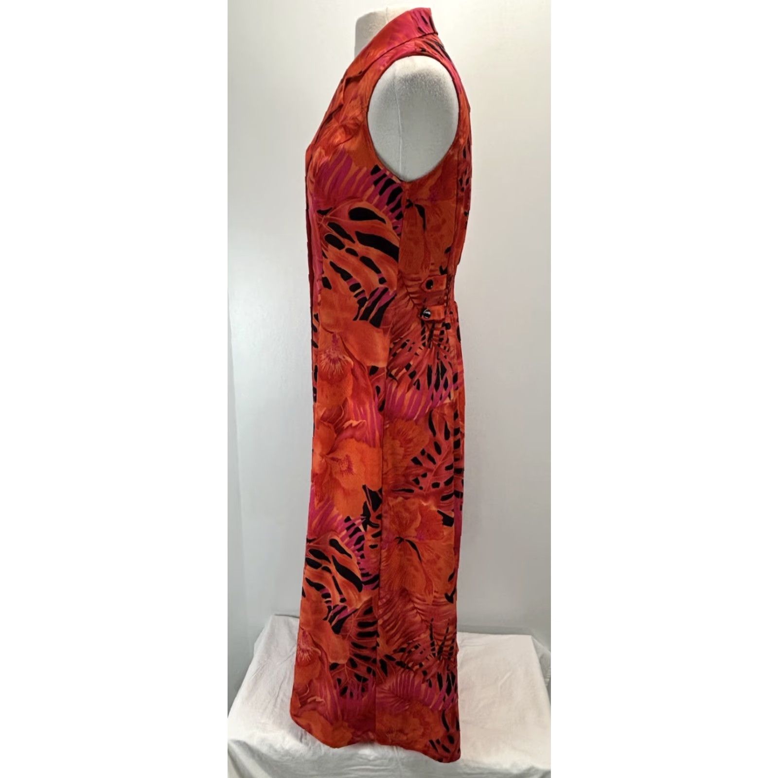 Vintage Vtg Carolina Colours Maxi Shirt Dress Sz 8 Women’s Tropical Button Front Floral Size M / US 6-8 / IT 42-44 - 2 Thumbnail