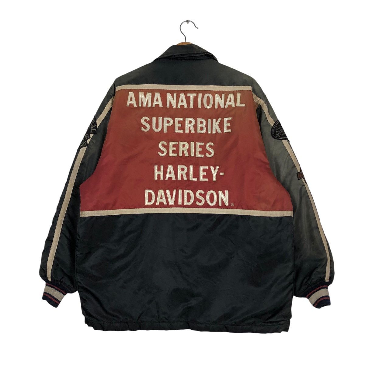 Harley Davidson × Vintage Vintage Bomber Racing Biker Jacket Harley Davidson SunFaded Size US L / EU 52-54 / 3 - 1 Thumbnail