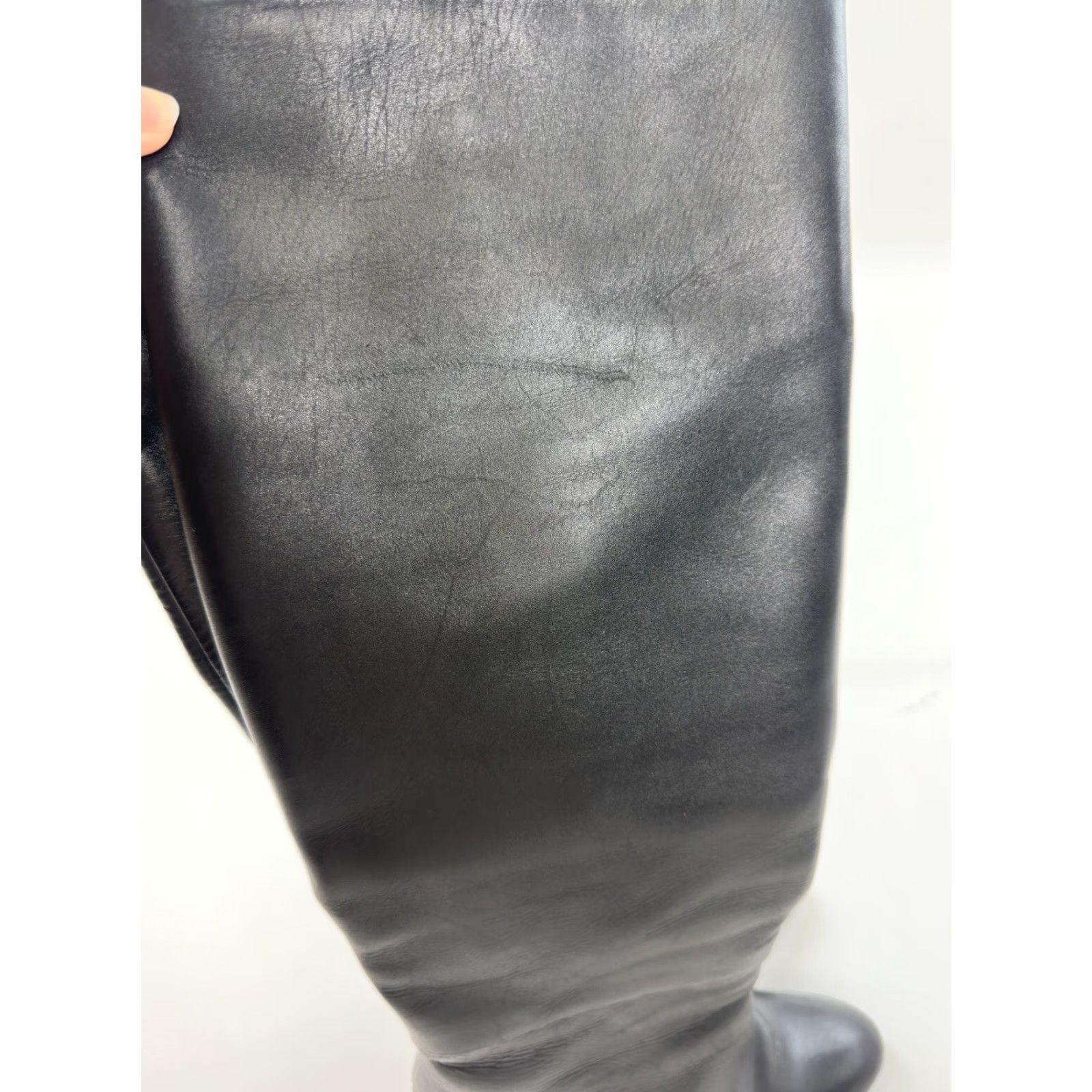 Vintage Witchery Knee High Boots Women’s 38 Black Leather Riding Boot Buckle Zip Adjustable Strap Block Heel Womens Size US 8 / IT 38 - 6 Thumbnail