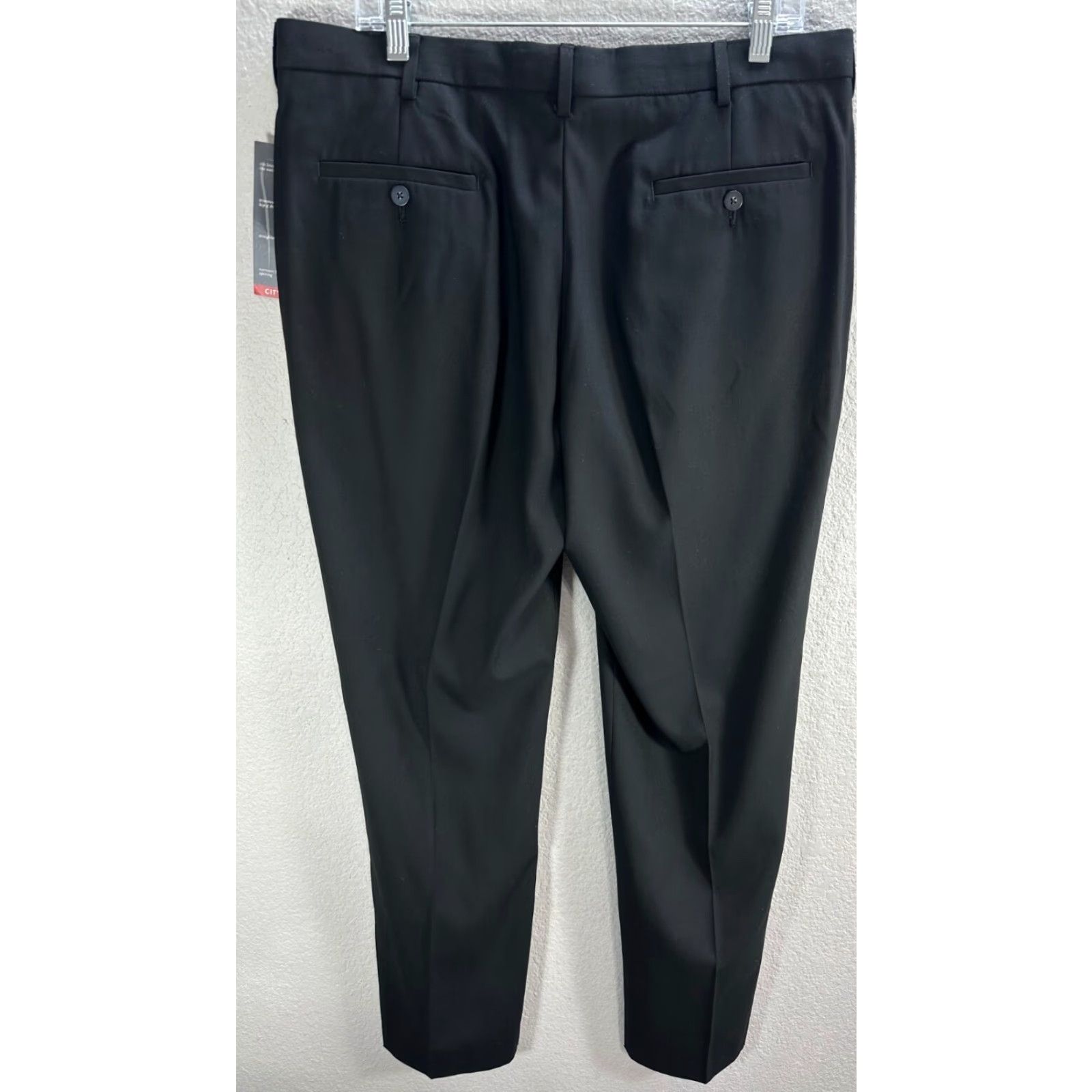 Sperry Men's Perry Ellis Portfolio City Fit Black Pants Classic Sz 36 NWT Regular Inseam 32.5 Dress Pants Comfort Waist Flat Front Size US 36 / EU 52 - 6 Thumbnail