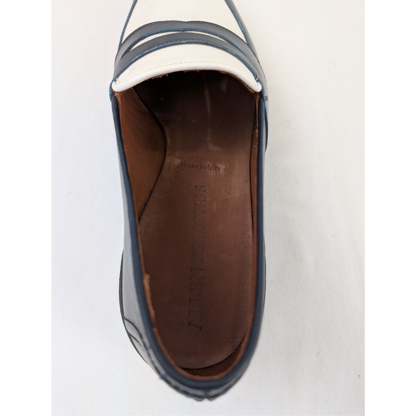 Allen Edmonds o1rshd1 CC20 calfskin leather penny loafer in navy and white Size US 10 / EU 43 - 15 Thumbnail
