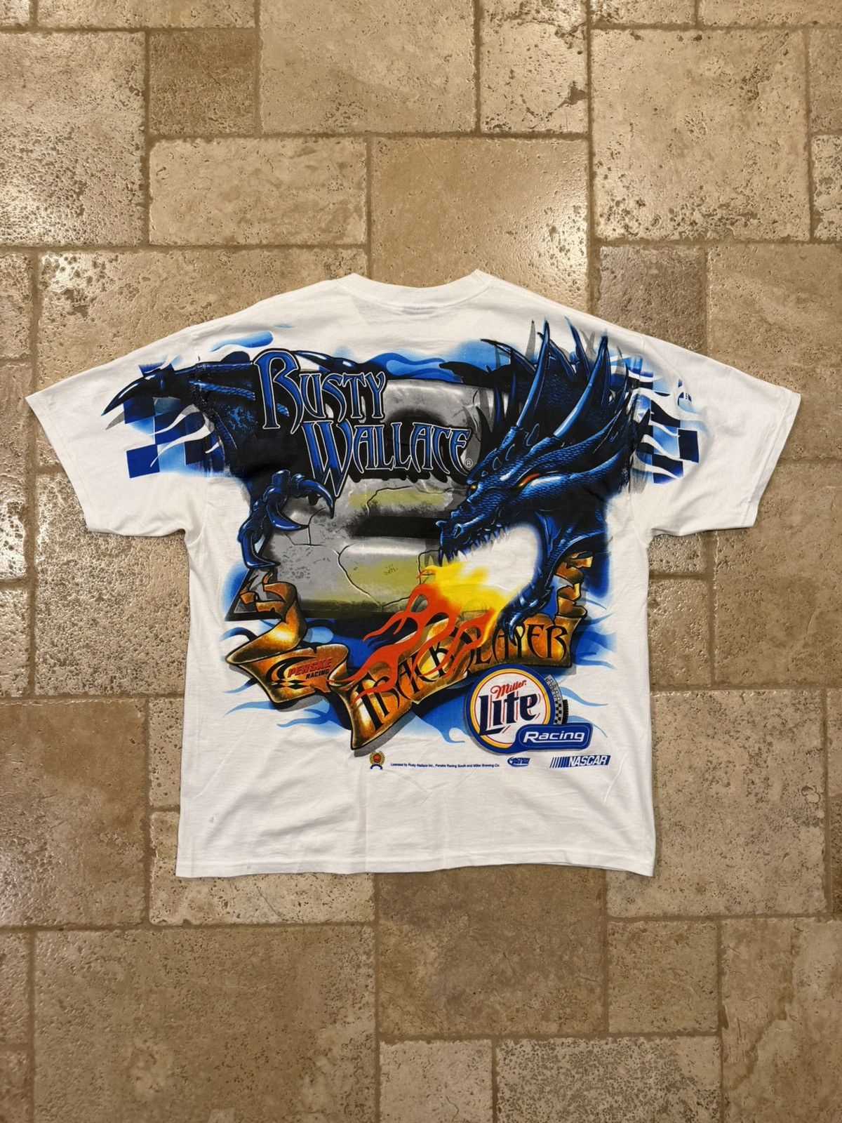Vintage NASCAR Vintage Rusty Wallace Track Slayer White/Blue Tee Size US L / EU 52-54 / 3 - 6 Thumbnail