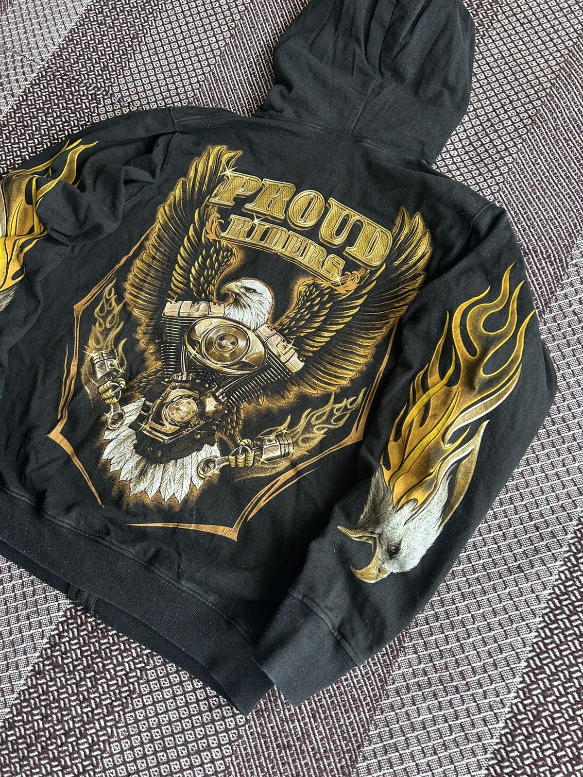 Japanese Brand Vintage Flame Eagle Print Streetwear Zip Hoodie Y2K Size S Size US S / EU 44-46 / 1 - 2 Thumbnail