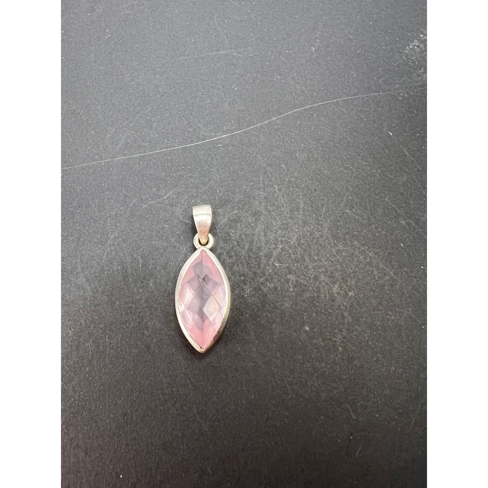 Other NEW Rose Quartz gemstone marquise sterling silver pendant Size ONE SIZE - 10 Thumbnail
