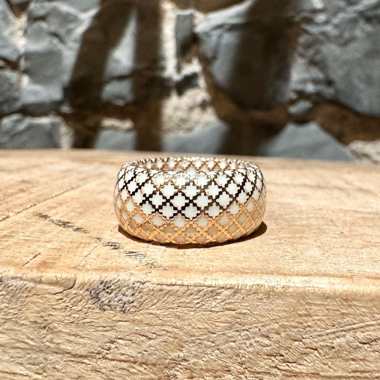 Gucci Gucci 18k Gold White Enamel Diamantissima Ring Size ONE SIZE - 4 Thumbnail