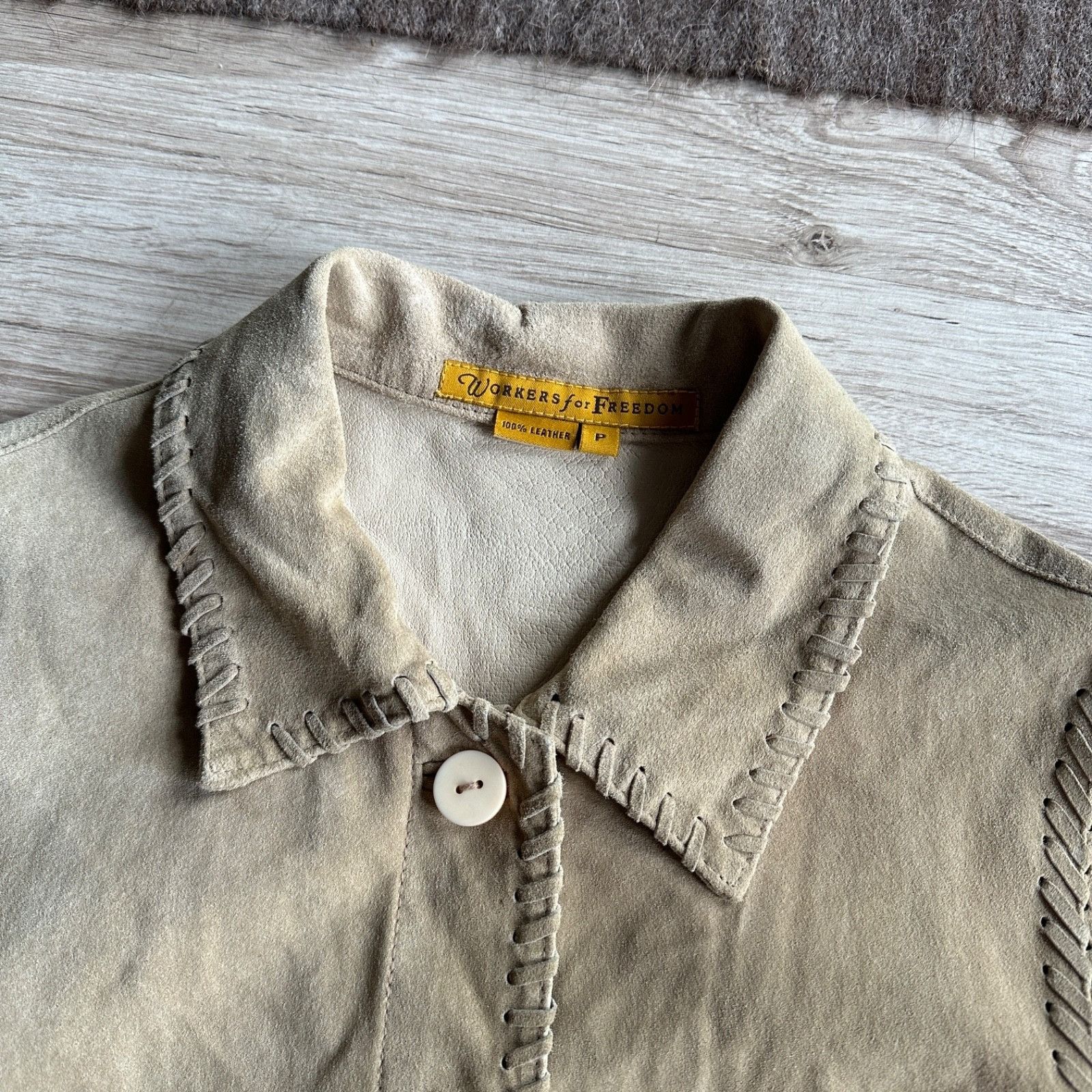 Leather Workers for Freedom Suede Leather Whipstitch Jacket 9433AC Size S / US 4 / IT 40 - 2 Thumbnail