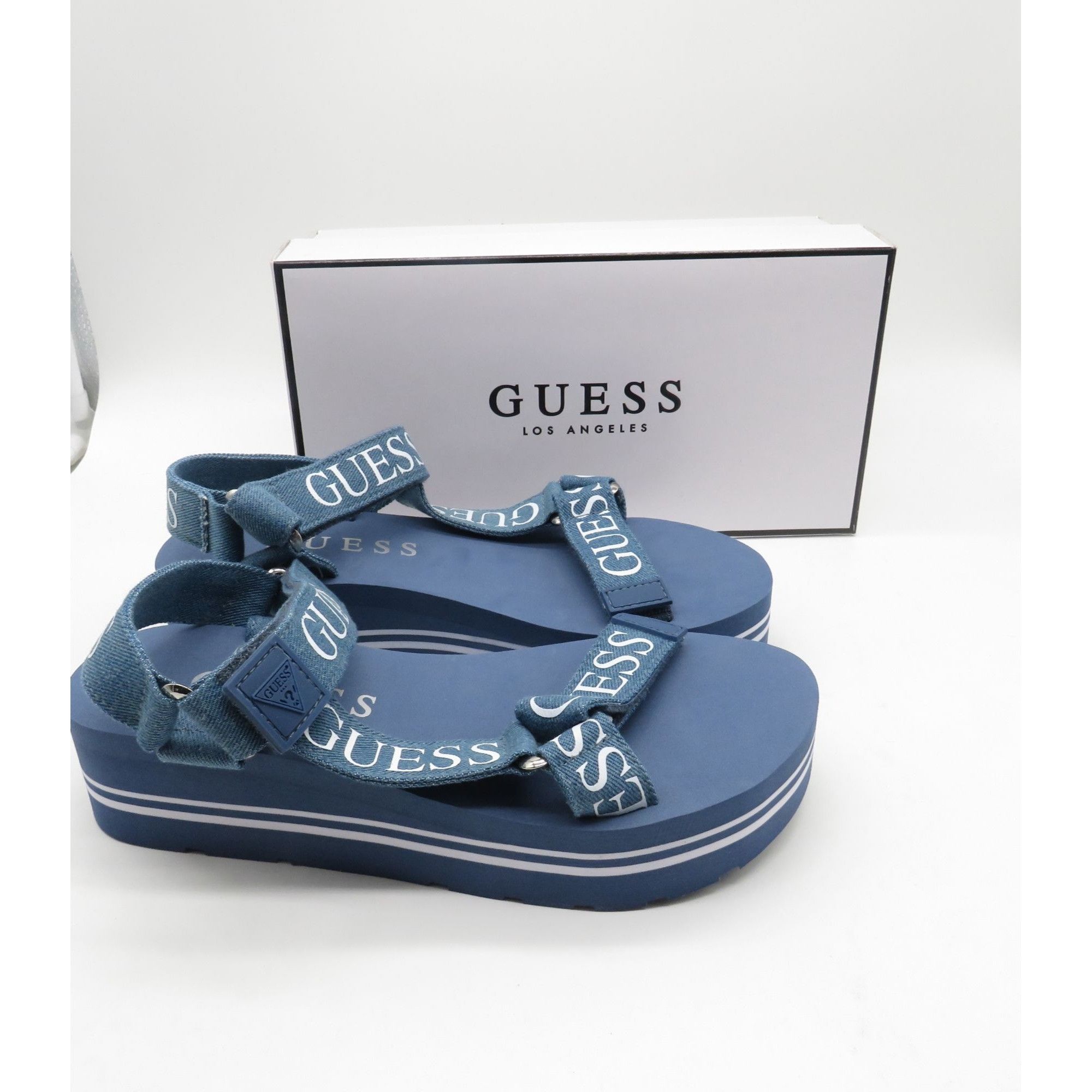 Guess Guess Womens Platform Sandals Medium Blue Fabric Size 9M Adj Size US 9 / IT 39 - 1 Thumbnail