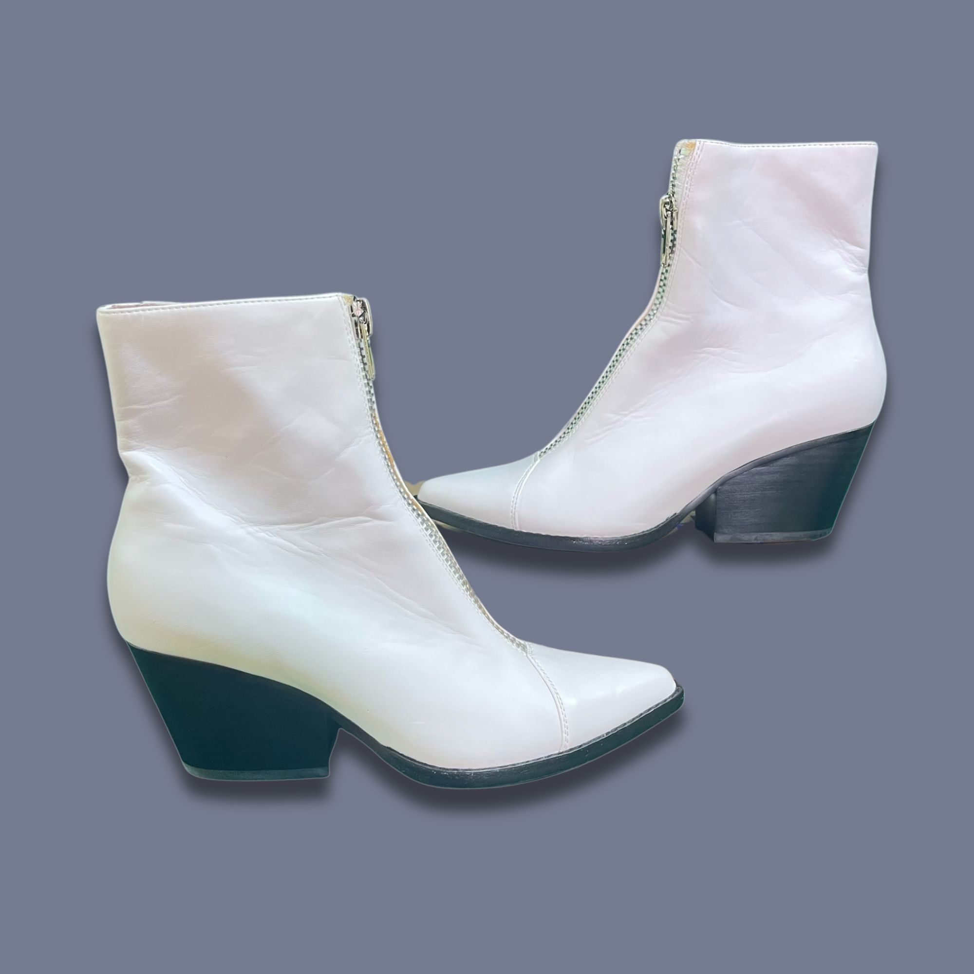 Jeffrey Campbell Jeffrey Campbell White Leather Ankle Boots With Zipper Closu Size US 6.5 / IT 36.5 - 4 Thumbnail