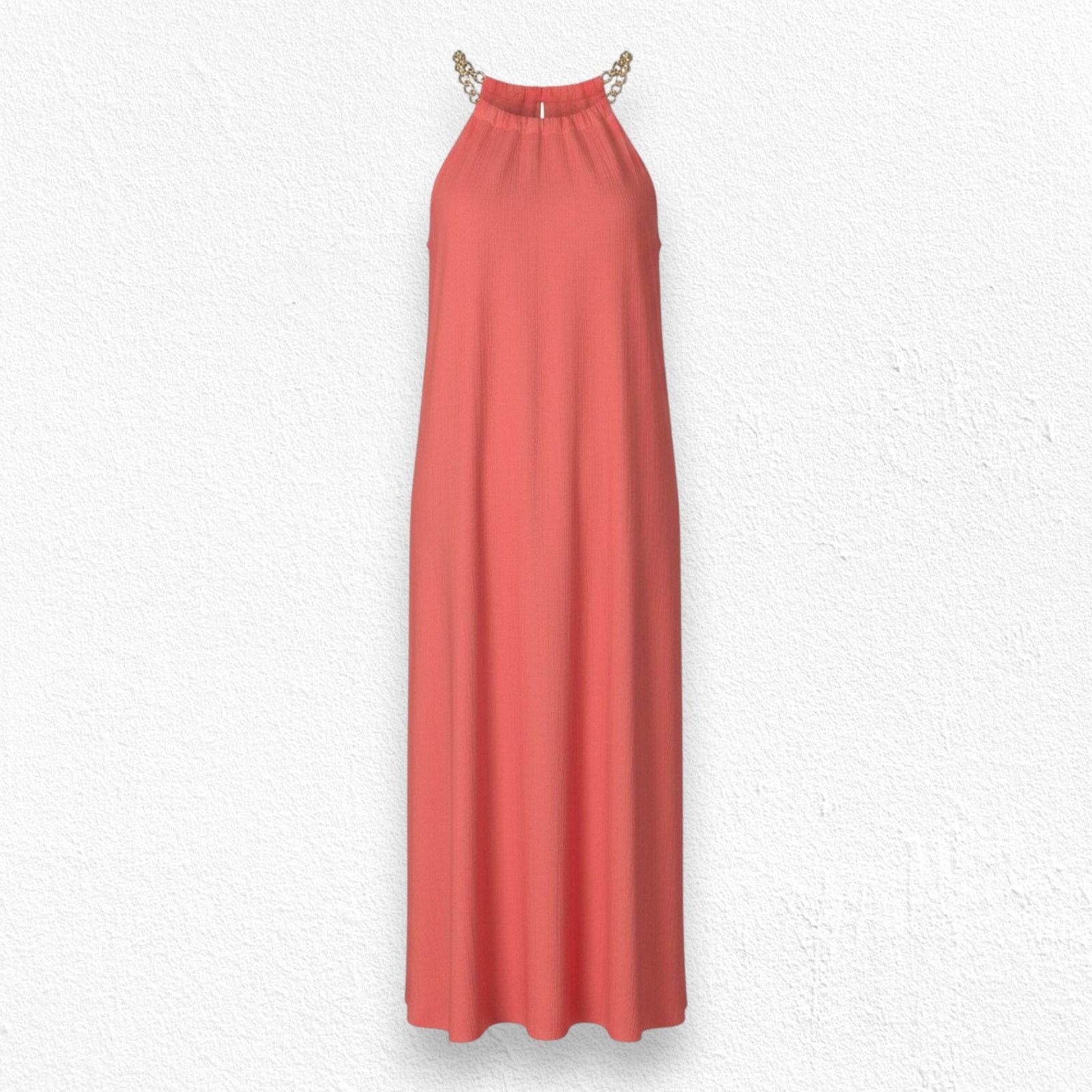 Other Coral Pink Boho Chain Halter Chiffon Maxi Dress Size Small Size S / US 4 / IT 40 - 1 Thumbnail