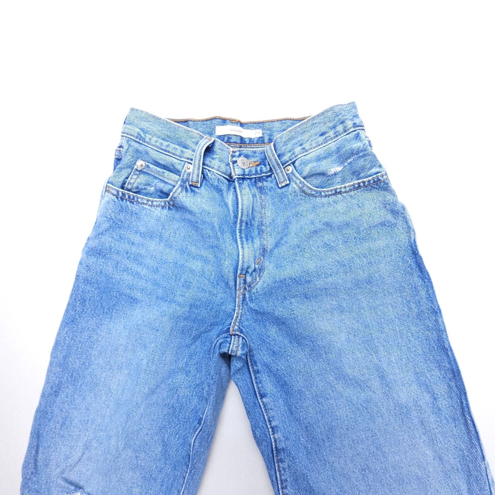 Levi's Levi's Jeans Baggy Straight 94 Womens 24 Blue Inseam 29" Distressed 100% Cotton Relaxed Vintage: No Size 42" / US 20 - 4 Thumbnail