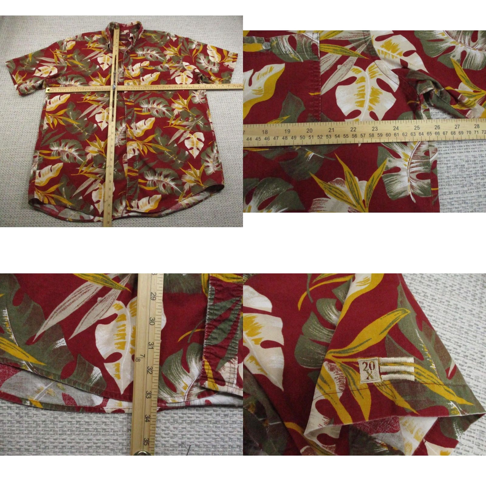 ALOHAS VINTAGE Twenty X Shirt Mens XL Red Hawaiian Aloha Tropical Button-Front Short Sleeve Shirt Boy? Size US XL / EU 56 / 4 - 8 Thumbnail