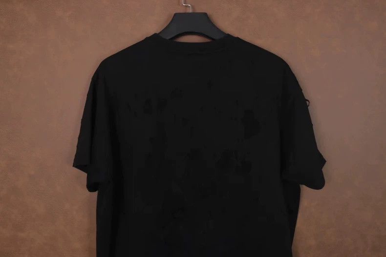 Givenchy Givenchy Black Distressed Short-Sleeve T-Shirt XL Size Size US XL / EU 56 / 4 - 3 Thumbnail