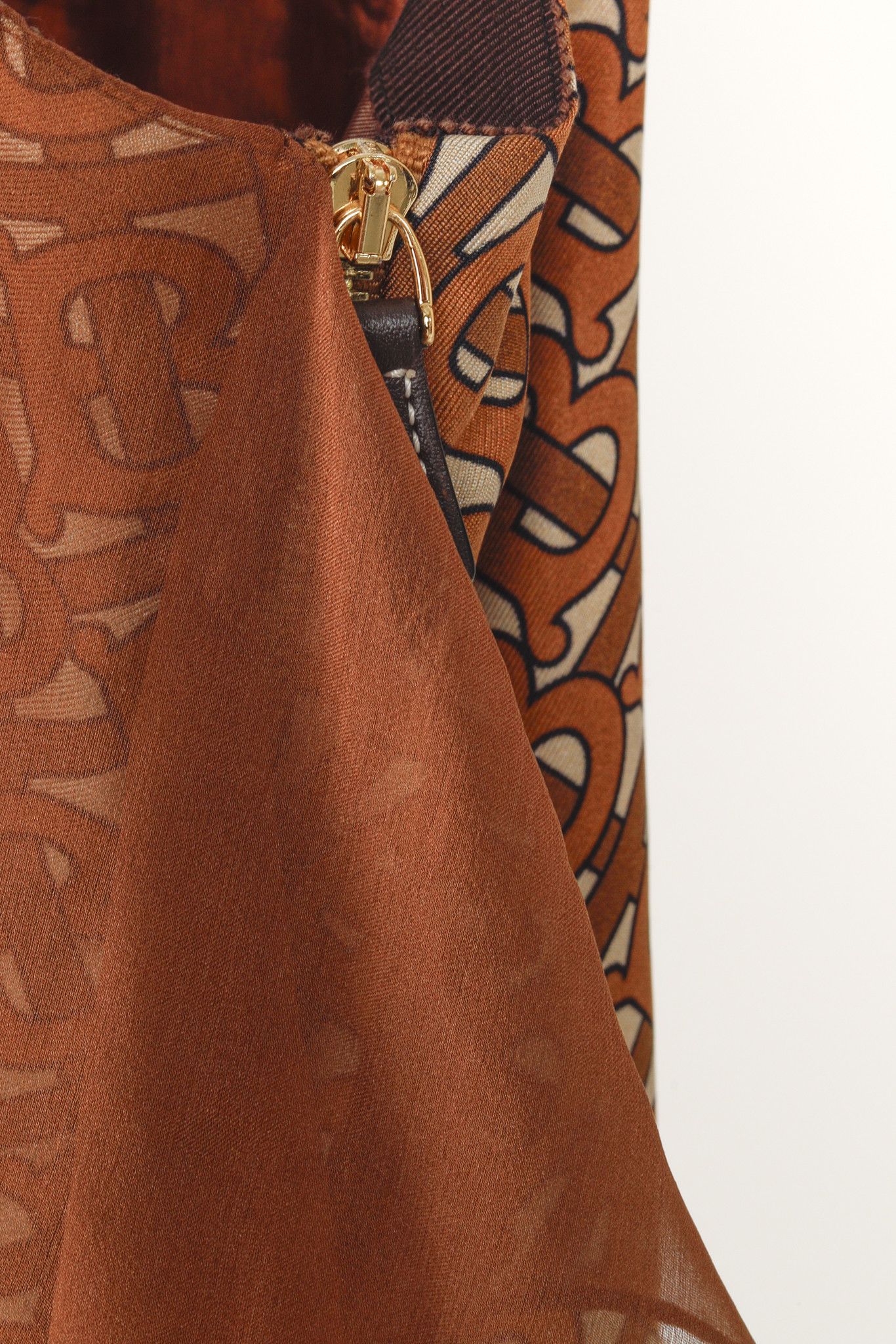 Burberry Burberry Brown Logo-Printed Scarf-Detail Midi Skirt Size 31" - 6 Thumbnail