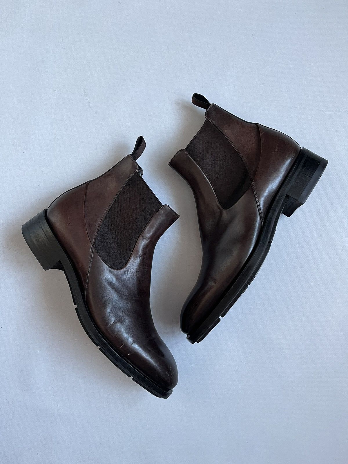Santoni Santoni Men Brown Leather Chelsea Boots Size US 10.5 / EU 43-44 - 1 Thumbnail