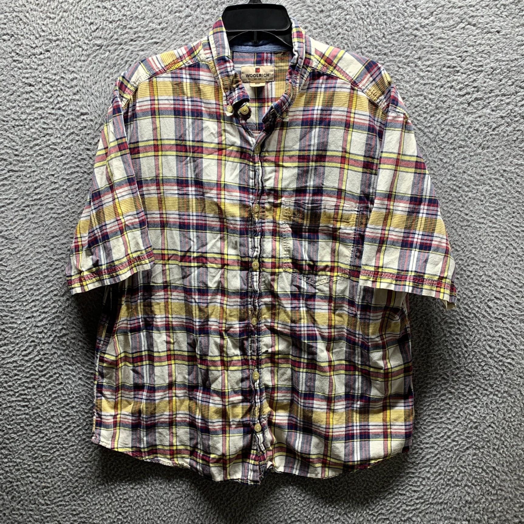 Vintage Woolrich Shirt XL Reg Button-Up Plaid Mens Outdoors 90s Orange Red Cotton Short Sleeve Button-Down Collar Mens Size US XL / EU 56 / 4 - 2 Thumbnail