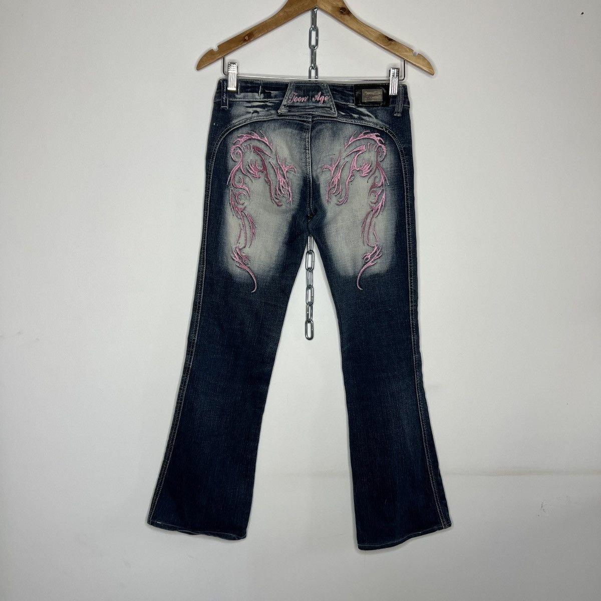 Japanese Brand Vintage Crazy Age Low Rise Bootcut Denim Jeans Baggy Tribal Size 26" / US 2 / IT 38 - 1 Thumbnail
