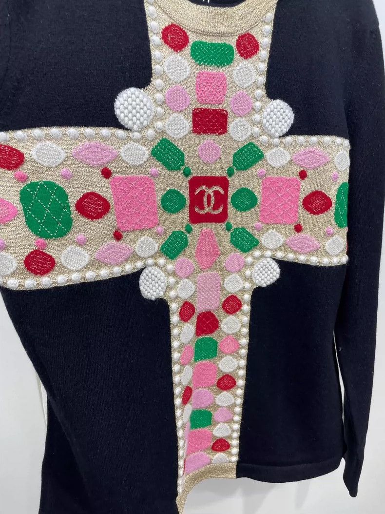 Chanel Chanel Knitted sweater with colorful gem pattern 2504-Nexta Size S / US 4 / IT 40 - 3 Thumbnail