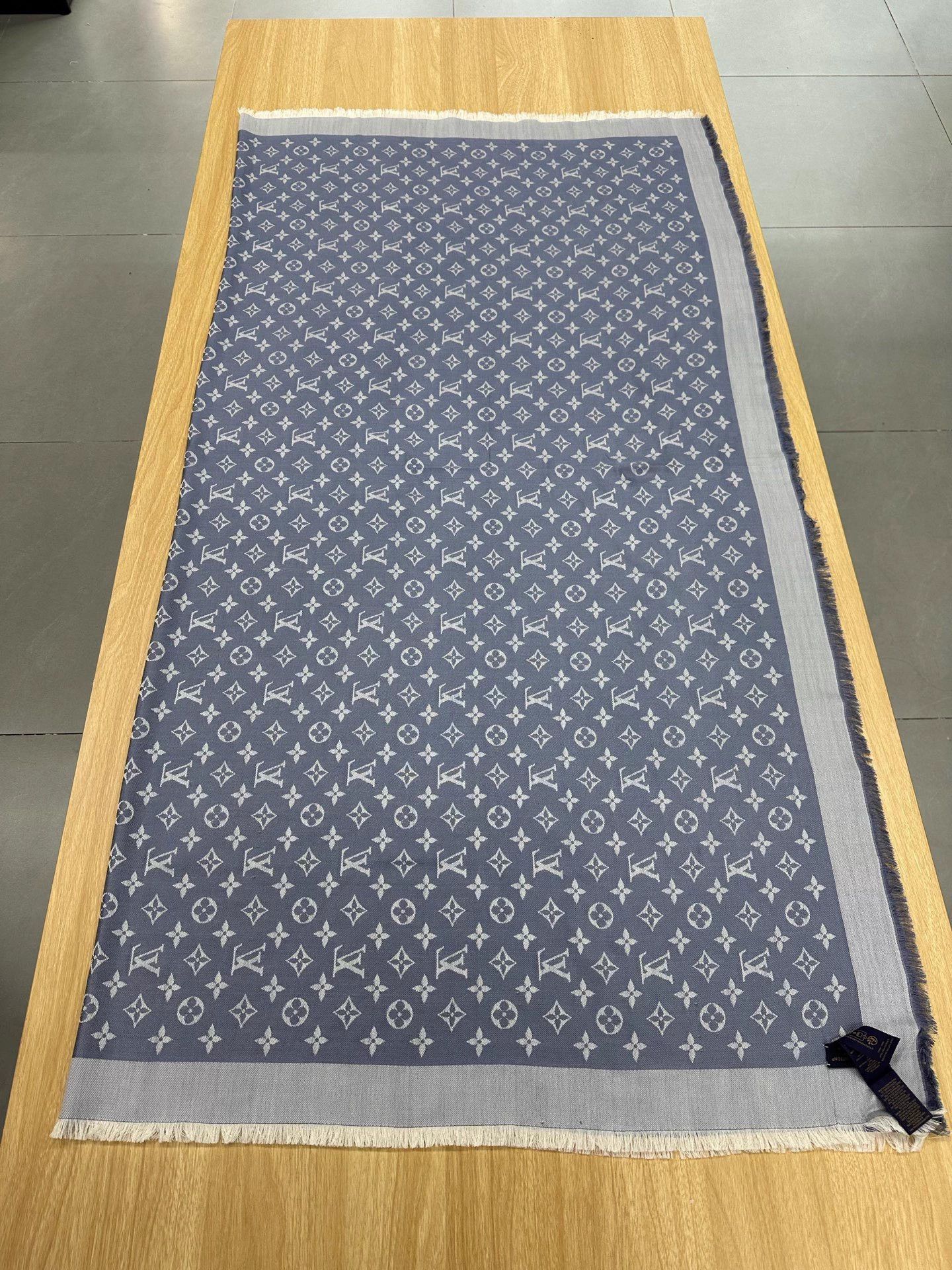 Louis Vuitton LOUIS VUITTON Monogram Denim Silk Scarf 139x139cm Size ONE SIZE - 1 Thumbnail