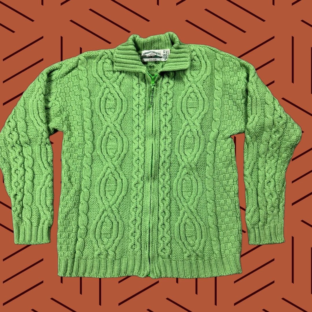 Vintage ARAN CRAFTS WOMENS CABLE KNIT SWEATER FULL ZIP XS PISTACHIO GREEN WOOL IRELAND CHRISTMAS Size XS / US 0-2 / IT 36-38 - 1 Thumbnail