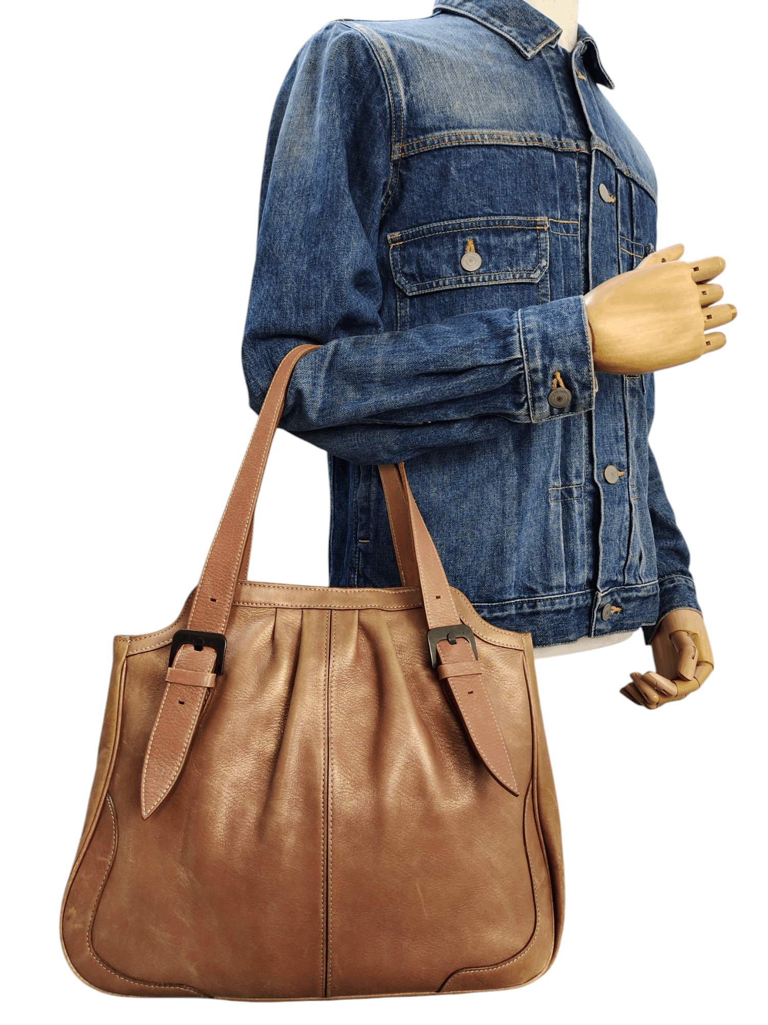 Vintage Sazaby Japan Patina Leather Shoulder Tote Bag