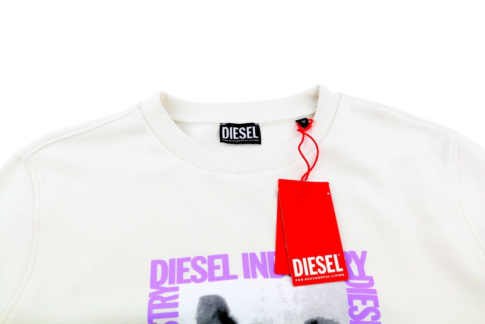 Diesel S-GINN-HS3 M White Front Logo Sweatshirt 41023 Size US M / EU 48-50 / 2 - 4 Thumbnail