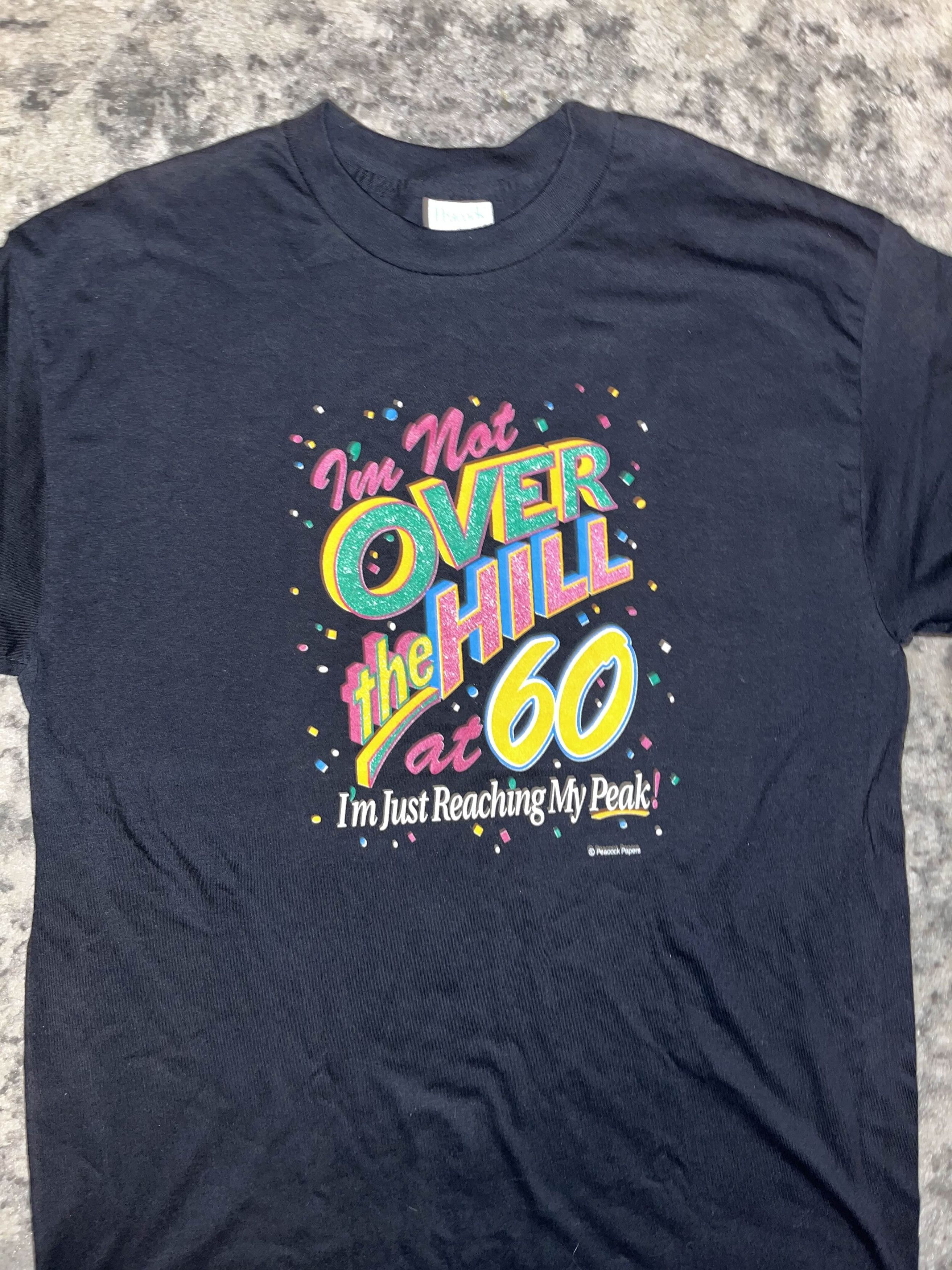 Vintage Vintage 80s Over The Hill At 60 Funny Shirt Size US L / EU 52-54 / 3 - 2 Thumbnail