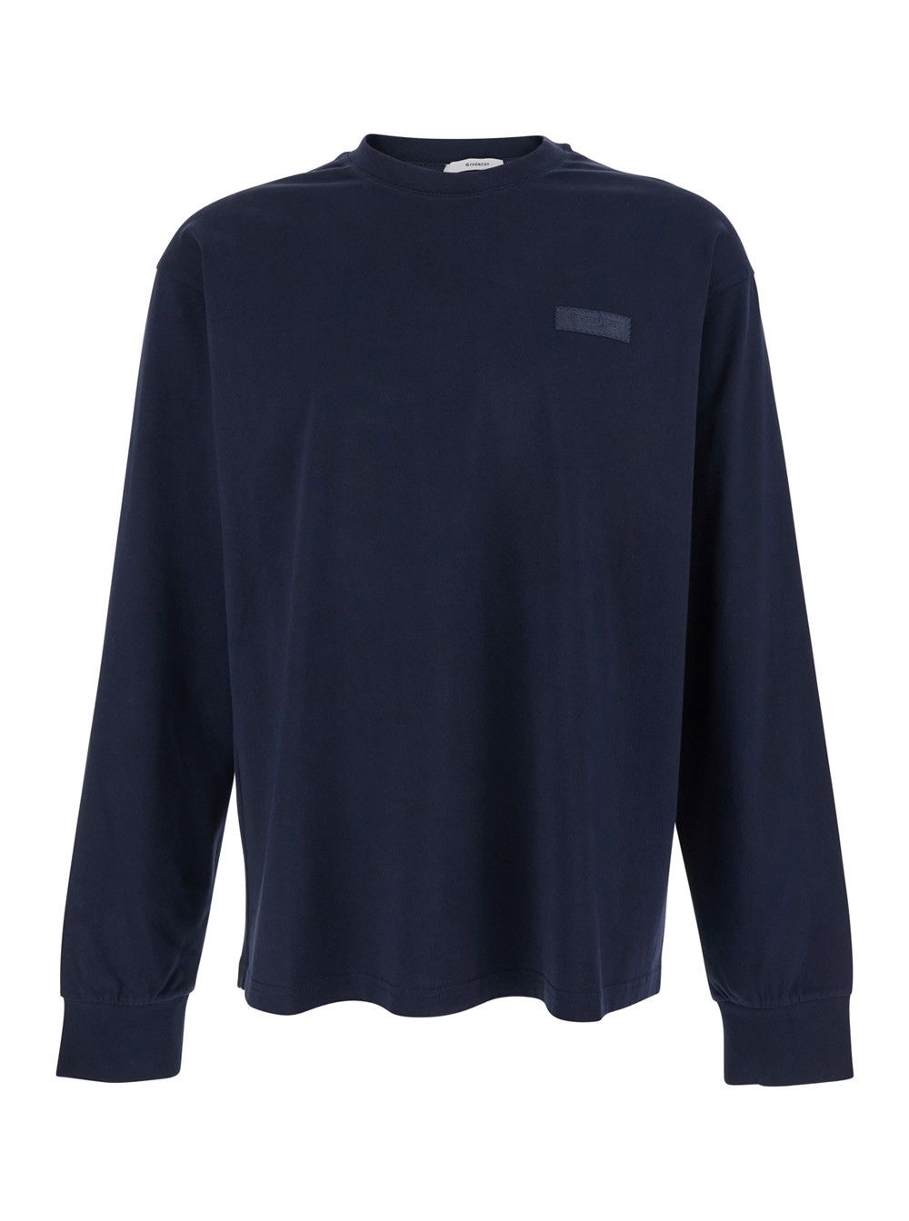 Givenchy Blue Long-Sleeved T-Shirt with Logo Patch on the Chest in Cotton for Men Size US M / EU 48-50 / 2 - 1 Thumbnail