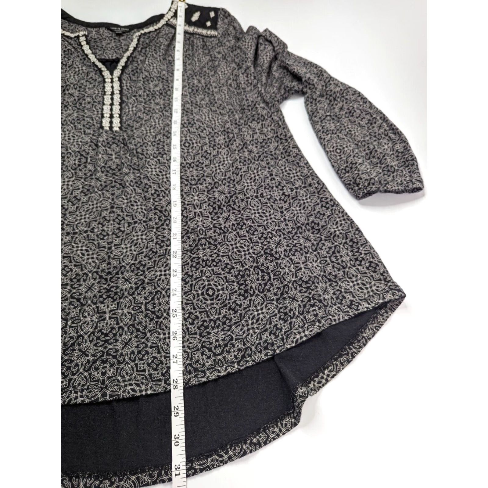 Lucky Brand Lucky Brand Boho Blouse Shirt 2X Multicolor Black White Embroidered Long Sleeve V-Neck Geometric Boho 90s Womens Size XXL / US 16-18 / IT 52-54 - 6 Thumbnail