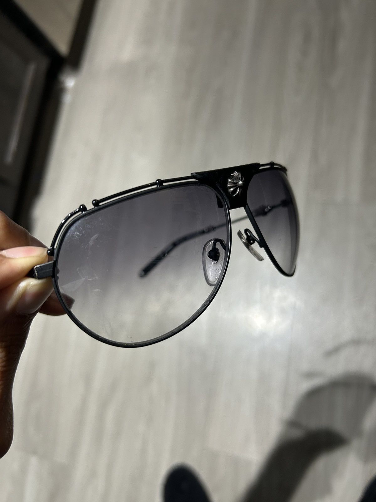 Chrome Hearts Chrome hearts aviator glasses shades sunglasses black silver Size ONE SIZE - 16 Thumbnail